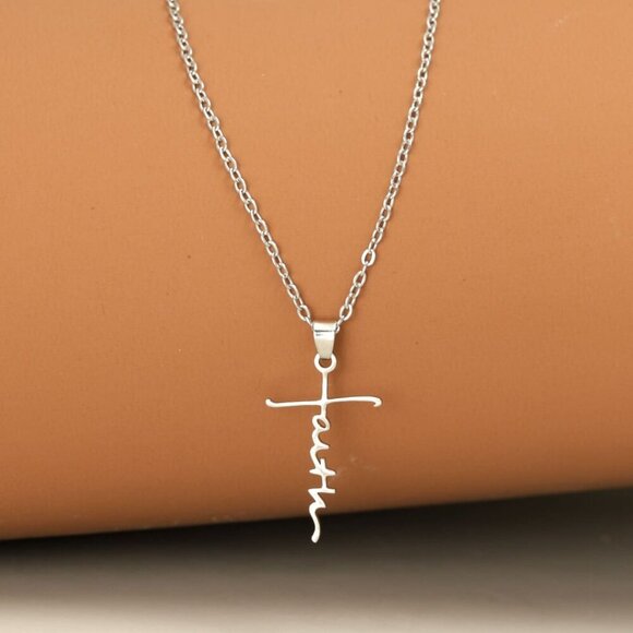 3 piece Silver Christian Women's Stainless Steel  Faith Related necklaces - Picture 2 of 11
